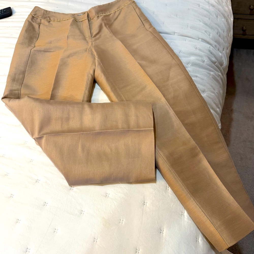 Marina Rinaldi Lisetta Italian Cropped Camel Pants Size 10 NWT - Picture 2 of 9